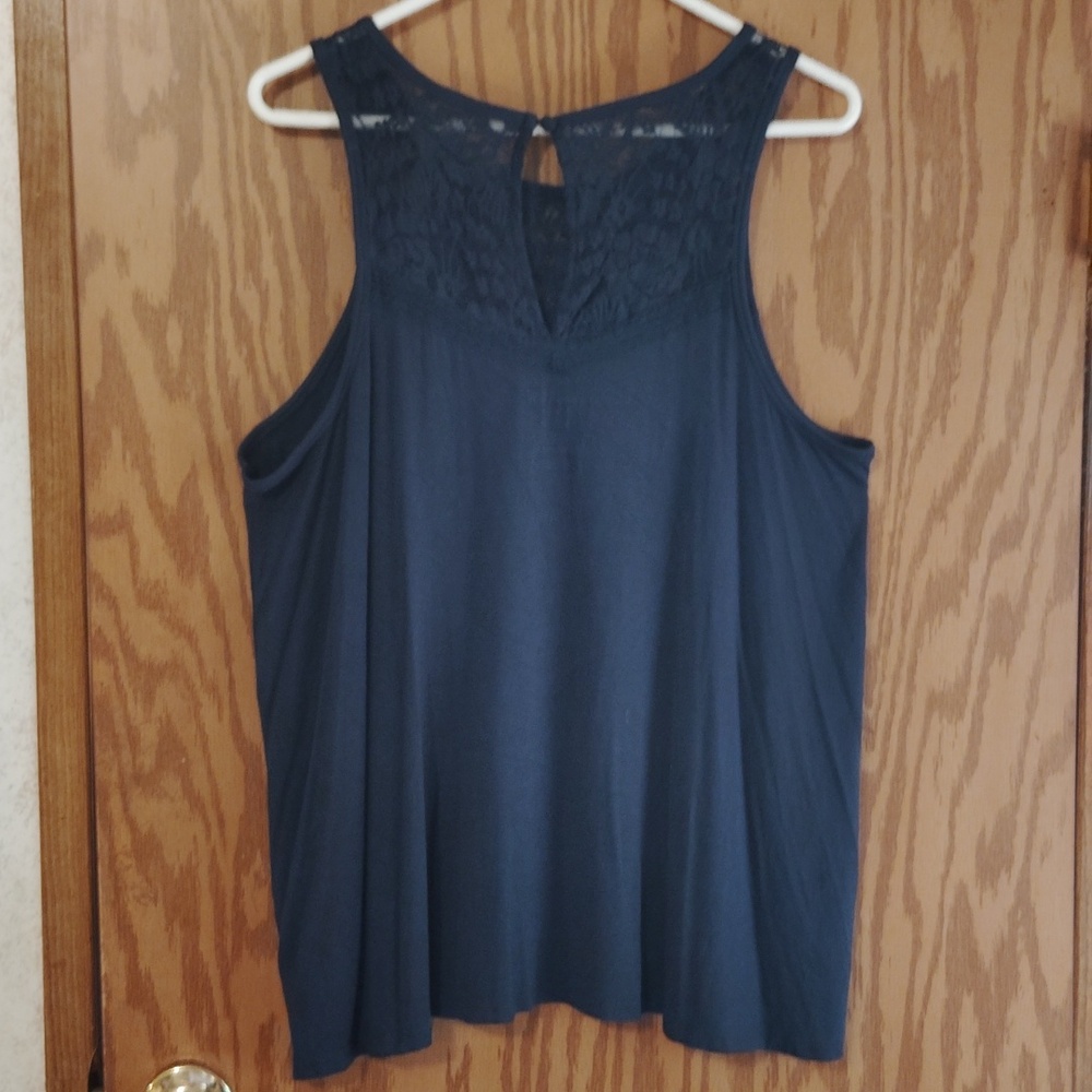 torrid Navy Blue Lace Yoke Sleeveless Tank Top - Picture 4 of 5